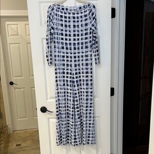 Proenza Schouler Navy and White Long Sleeve Dress